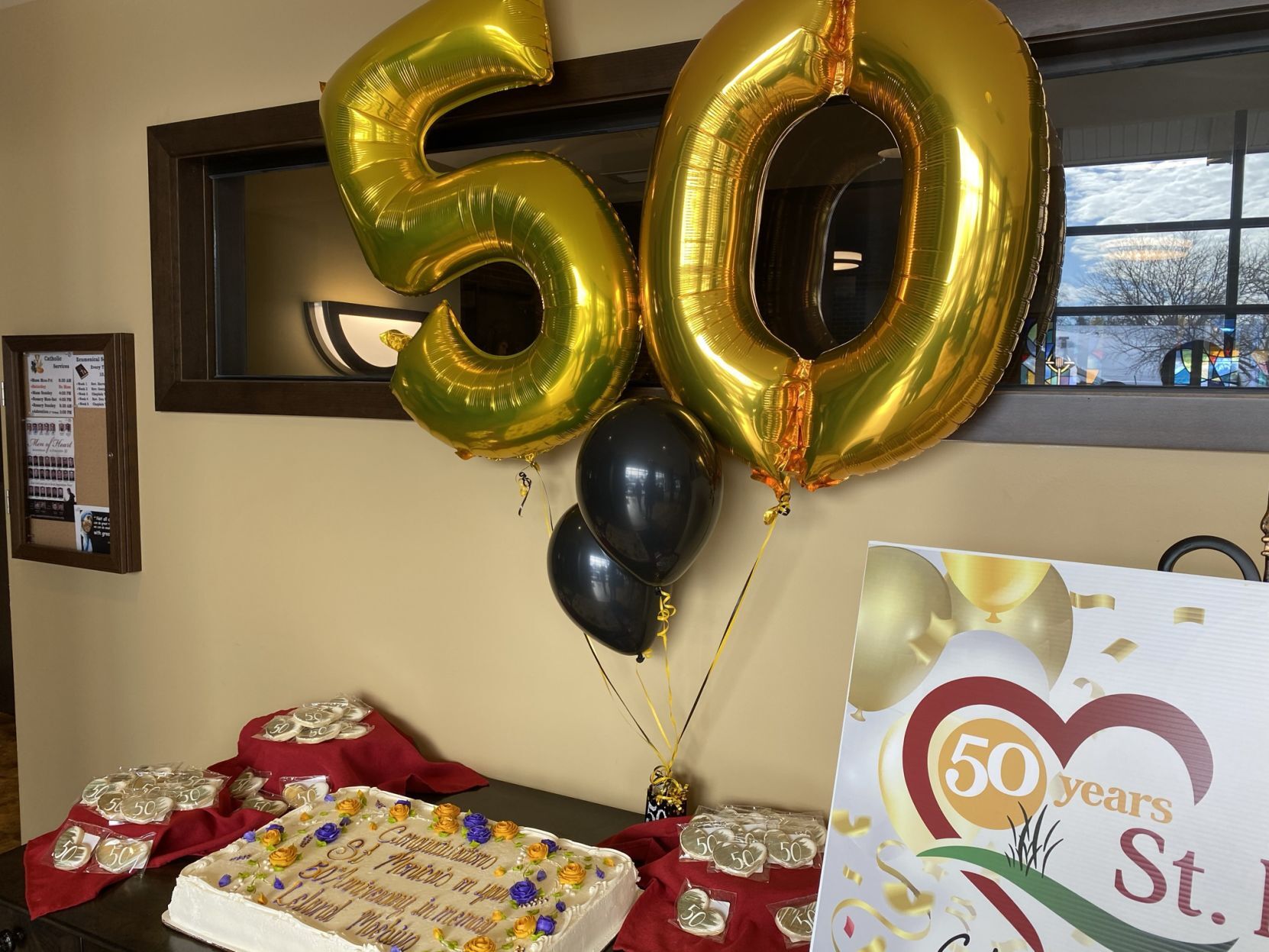 50 balloons and cake
